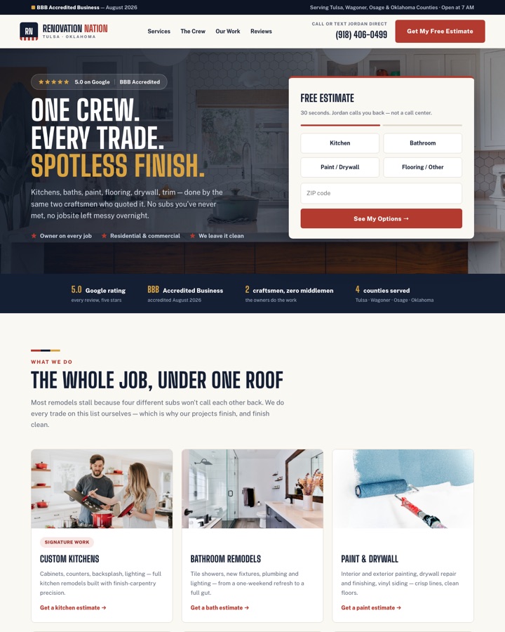 Website built for a Tulsa remodeling contractor